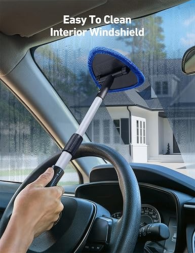 ASTROAL CAR INTERIOR CLEANING KIT WITH EXTENDABLE HANDLE & 4 MICROFIBER PADS
