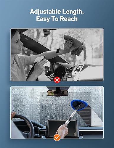 ASTROAL CAR INTERIOR CLEANING KIT WITH EXTENDABLE HANDLE & 4 MICROFIBER PADS