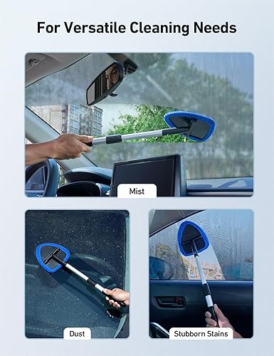 ASTROAL CAR INTERIOR CLEANING KIT WITH EXTENDABLE HANDLE & 4 MICROFIBER PADS