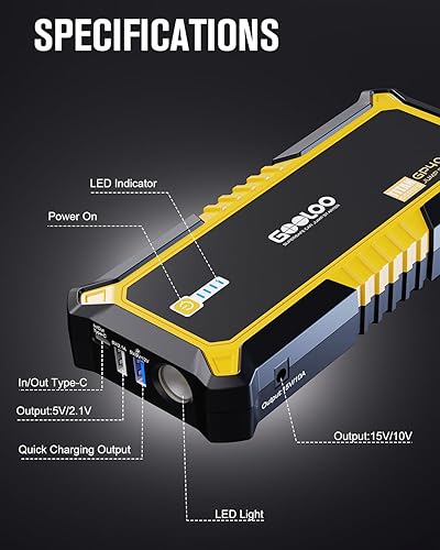 GOOLOO GP4000 JUMP STARTER: 4000A PEAK, SUPERSAFE 12V LITHIUM PORTABLE POWER BANK
