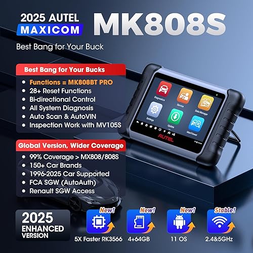 AUTEL SCANNER MAXICOM MK808S: 2025 BIDIRECTIONAL TOOL WITH ADVANCED FUNCTIONS