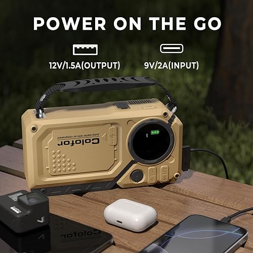 COLOFOR PORTABLE CAR JUMP STARTER WITH AIR COMPRESSOR & LED LIGHT - 2500A PEAK, 150PSI TIRE INFLATOR - 12V 18000MAH BATTERY