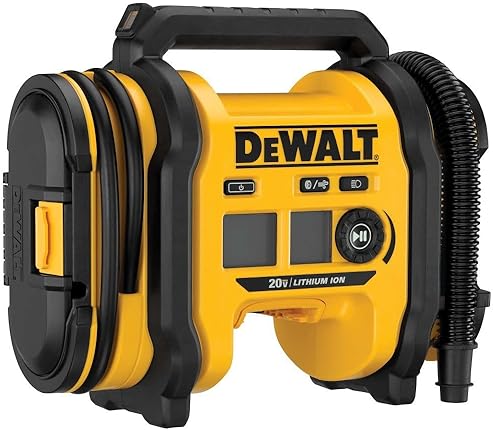 DEWALT 20V MAX PORTABLE TIRE INFLATOR AIR COMPRESSOR WITH AUTOMATIC SHUT OFF AND LED LIGHT