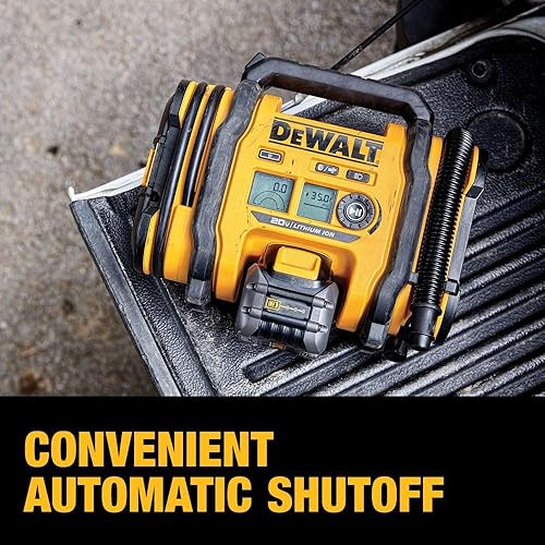 DEWALT 20V MAX PORTABLE TIRE INFLATOR AIR COMPRESSOR WITH AUTOMATIC SHUT OFF AND LED LIGHT