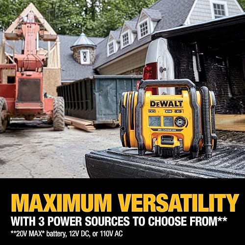 DEWALT 20V MAX PORTABLE TIRE INFLATOR AIR COMPRESSOR WITH AUTOMATIC SHUT OFF AND LED LIGHT