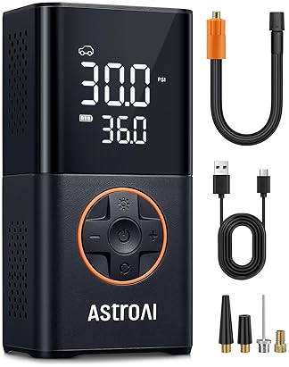 ASTROAL PORTABLE CORDLESS TIRE INFLATOR PUMP WITH LED DISPLAY - 150 PSI, AUTO/MOTORCYCLE/BIKE/BALL