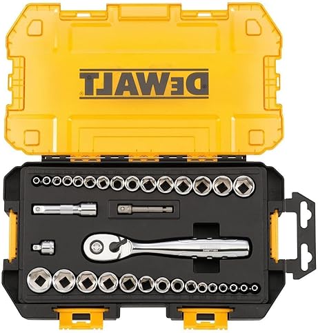 DEWALT SOCKET SET, 1/4-INCH & 3/8-INCH DRIVE, SAE/METRIC, 34-PIECE (DWMT73804)