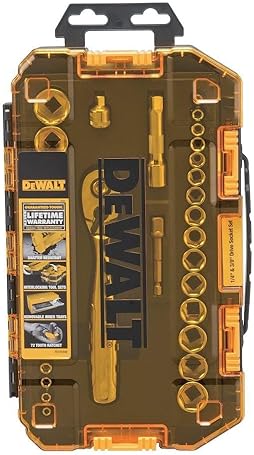 DEWALT SOCKET SET, 1/4-INCH & 3/8-INCH DRIVE, SAE/METRIC, 34-PIECE (DWMT73804)