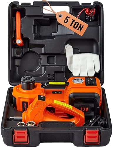 VEVOR ELECTRIC CAR JACK, 5 TON/11023 LBS HYDRAULIC JACK LIFT WITH ELECTRIC IMPACT WRENCH, BUILT