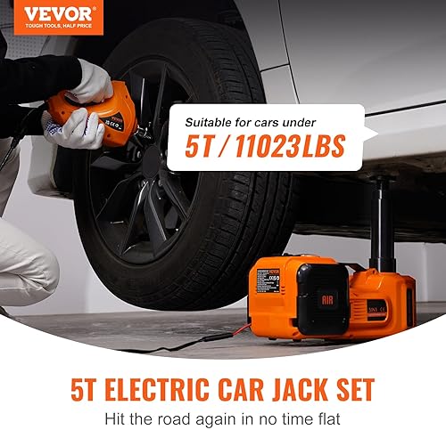 VEVOR ELECTRIC CAR JACK, 5 TON/11023 LBS HYDRAULIC JACK LIFT WITH ELECTRIC IMPACT WRENCH, BUILT