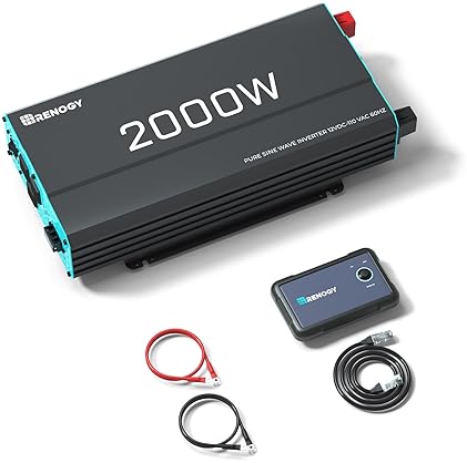 RENOGY INVERTER P2 2000W PURE SINE WAVE INVERTER 12V DC TO 110V AC CONVERTER, OFF-GRID SOLAR POWER