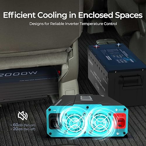 RENOGY INVERTER P2 2000W PURE SINE WAVE INVERTER 12V DC TO 110V AC CONVERTER, OFF-GRID SOLAR POWER