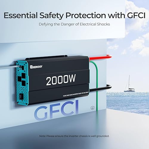 RENOGY INVERTER P2 2000W PURE SINE WAVE INVERTER 12V DC TO 110V AC CONVERTER, OFF-GRID SOLAR POWER