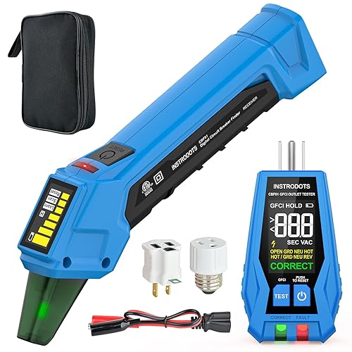 CIRCUIT BREAKER FINDER TOOL WITH ACCESSORIES, 90-135V AC DIGITAL BREAKER FINDER WITH INTEGRATED GFCI