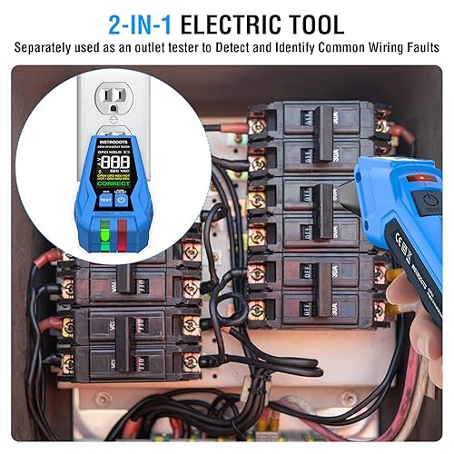 CIRCUIT BREAKER FINDER TOOL WITH ACCESSORIES, 90-135V AC DIGITAL BREAKER FINDER WITH INTEGRATED GFCI