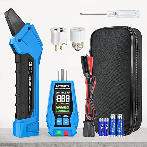 CIRCUIT BREAKER FINDER TOOL WITH ACCESSORIES, 90-135V AC DIGITAL BREAKER FINDER WITH INTEGRATED GFCI