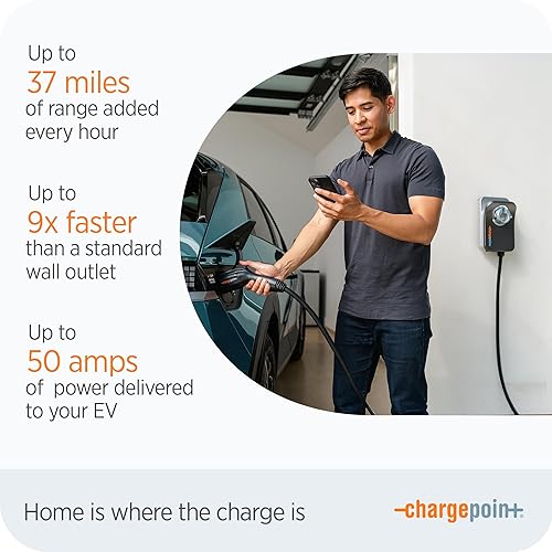 CHARGEPOINT HOMEFLEX LEVEL 2 EV CHARGER J1772, HARDWIRED FOR ELECTRIC CAR - FAST SMART BATTERY POWER CHARGING AT