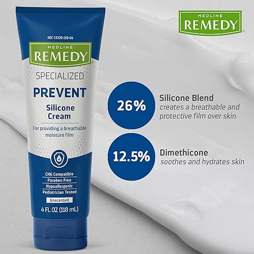 MEDLINE REMEDY SPECIALIZED SILICONE CREAM, UNSCENTED (4 FL OZ), GENTLE BREATHABLE FILM FOR ALL AGES,