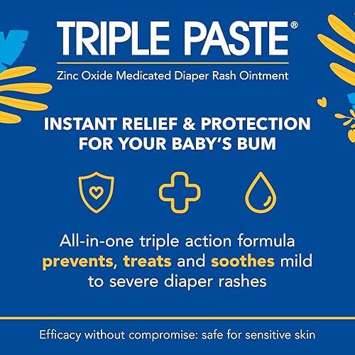 ADVANTICE HEALTH TRIPLE PASTE DIAPER RASH CREAM FOR BABY - 3 OZ TUBE - ZINC OXIDE OINTMENT TREATS, SOOTHES AND PREVEN