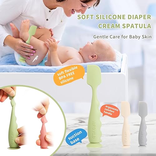NFSVLB BABY DIAPER CREAM SPATULA WITH CASE-1 LARGE 2 MINI BUTT PASTE SPATULA WITH 2 TRAVEL CASE-SOFT BABY B