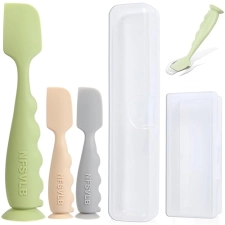 NFSVLB BABY DIAPER CREAM SPATULA WITH CASE-1 LARGE 2 MINI BUTT PASTE SPATULA WITH 2 TRAVEL CASE-SOFT BABY B