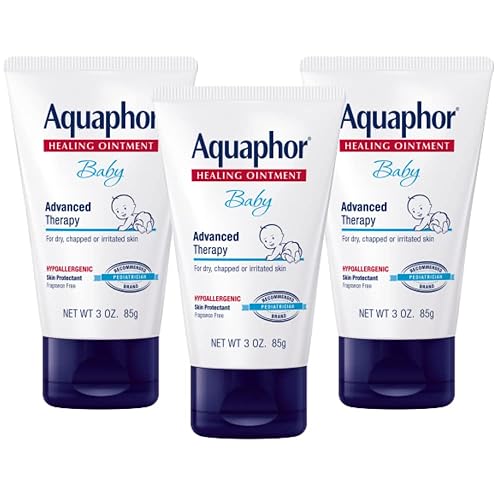 AQUAPHOR BABY HEALING OINTMENT, ADVANCED THERAPY FOR CHAPPED CHEEKS AND DIAPER RASH, 3 OUNCE (PACK O