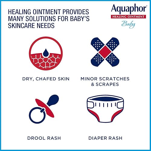 AQUAPHOR BABY HEALING OINTMENT, ADVANCED THERAPY FOR CHAPPED CHEEKS AND DIAPER RASH, 3 OUNCE (PACK O