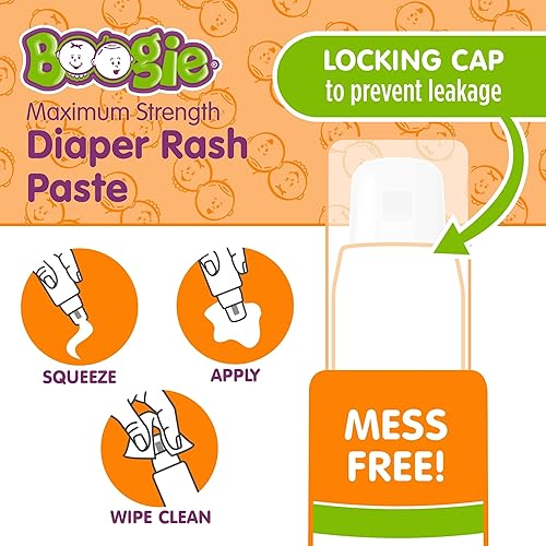 ELEEO BRANDS BOOGIE DIAPER RASH PASTE, MAXIMUM STRENGTH 40% ZINC OXIDE, MESS-FREE APPLICATOR, SOOTHES BABY BUM, D
