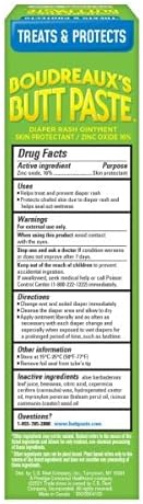 BOUDREAUX'S BUTT PASTE WITH NATURAL* ALOE DIAPER RASH CREAM, OINTMENT FOR BABY, 4 OZ TUBE, 2 PACK