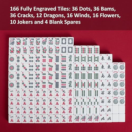EVER TRIED AMERICAN MAHJONG SET WITH BLUE CARRYING BAG, 166 WHITE TILES, 4 ALL-IN-ONE RACK/PUSHERS, MAHJONG TIL