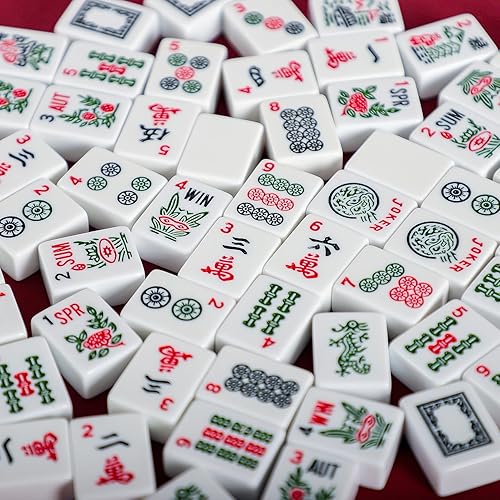 EVER TRIED AMERICAN MAHJONG SET WITH BLUE CARRYING BAG, 166 WHITE TILES, 4 ALL-IN-ONE RACK/PUSHERS, MAHJONG TIL