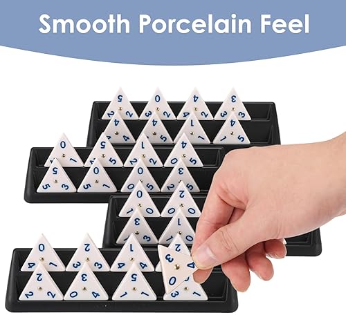 DEMTERIC TRIANGLE DOMINO GAME SET WITH 4 HOLDERS TRAVEL CASE | 56 UPGRATED TRIANGULAR TILES FOR KIDS, PORTABL