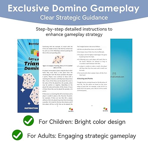 DEMTERIC TRIANGLE DOMINO GAME SET WITH 4 HOLDERS TRAVEL CASE | 56 UPGRATED TRIANGULAR TILES FOR KIDS, PORTABL