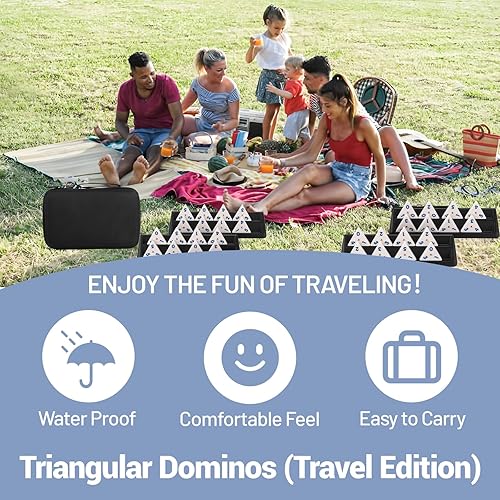 DEMTERIC TRIANGLE DOMINO GAME SET WITH 4 HOLDERS TRAVEL CASE | 56 UPGRATED TRIANGULAR TILES FOR KIDS, PORTABL