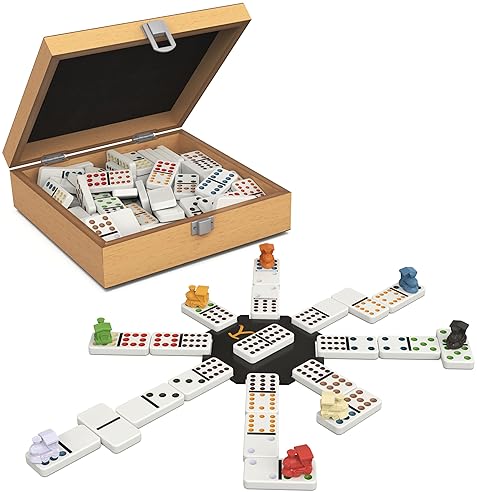 SPIN MASTER GAMES, YELLOWSTONE MEXICAN TRAIN DOMINOES SET, CLASSIC FAMILY TILE BOARD GAME IN WOOD CA