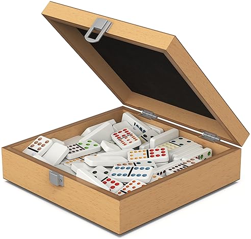 SPIN MASTER GAMES, YELLOWSTONE MEXICAN TRAIN DOMINOES SET, CLASSIC FAMILY TILE BOARD GAME IN WOOD CA