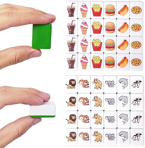 GRACIAS 2 PLAYERS MAHJONG BLOCK SET, MAHJONG TILE GAME WITH 50 PREMIUM GREEN TILES(30MM) ANIMAL AND