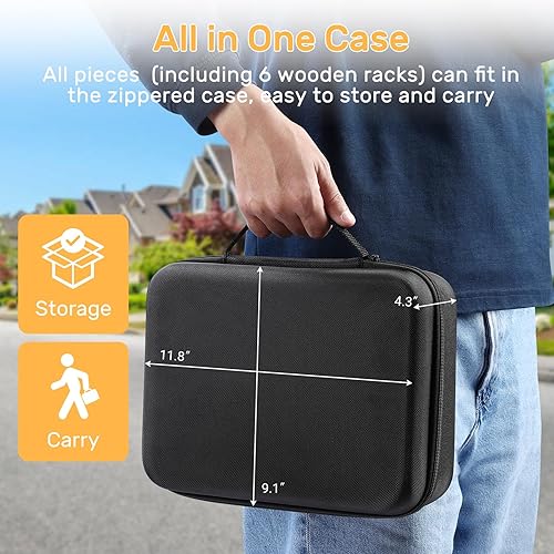 RUMMY CUBE 6 PLAYER EDITION WITH 6 WOODEN RACKS/TRAYS, 160 LARGE NUMBERS RUMMY TILES SET WITH ZIPPER