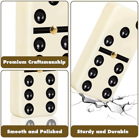 LOVITERRA DOUBLE 6 DOMINOS SET FOR ADULTS, DURABLE 28 TILES DOMINOS WITH 4 WOODEN RACKS AND CARRYING CASE,CLAS