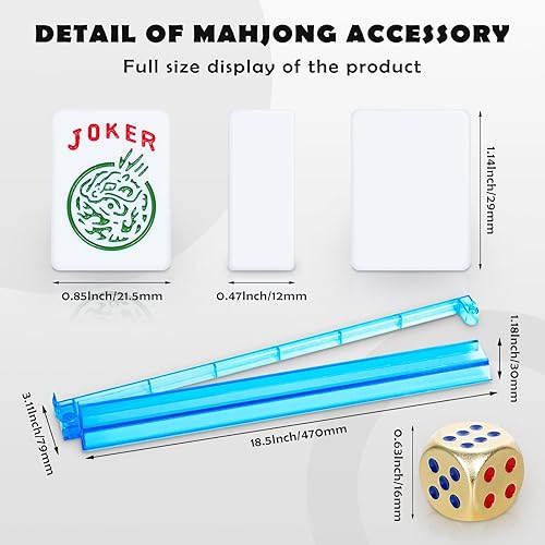 TAIKULA NEW AMERICAN MAHJONG GAME SET,166 PREMIUM WHITE TILES WITH PORTABLE METAL DICES，4 ALL-IN-ONE RACKS W