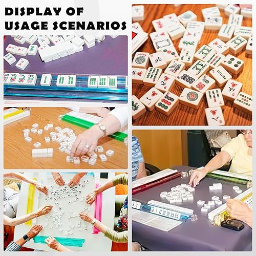 TAIKULA NEW AMERICAN MAHJONG GAME SET,166 PREMIUM WHITE TILES WITH PORTABLE METAL DICES，4 ALL-IN-ONE RACKS W