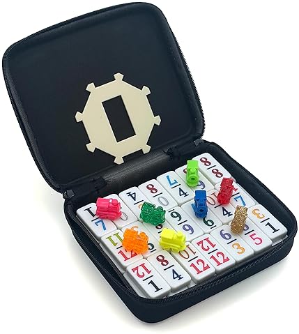 CHH DOUBLE 12 MEXICAN TRAIN NUMBER DOMINOES – TRAVEL SIZE WITH ZIP UP CASE, HUB & 8 DOMINO TRAINS –