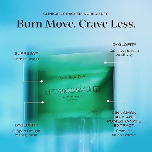 SAKARA METABOLISM GUMMIES BITES - BURN MORE. CRAVE LESS - POMEGRANATE GUMMIES WITH SAFFRON EXTRACT &