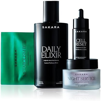 SAKARA ESSENTIALS BUNDLE: DAILY ELIXIR, CELL RESET, NIGHT SERVICE & METABOLISM BITES - ENERGY, DETOX, SLEEP & METABOLIC BALANCE - ALL-IN-ONE HEALTH SOLUTION