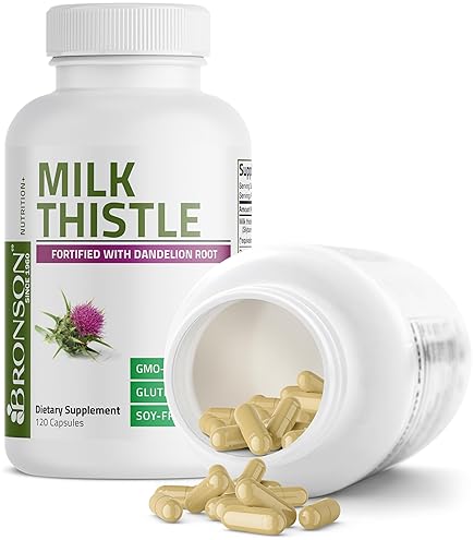 BRONSON MILK THISTLE DANDELION ROOT CAPSULES LIVER DETOX, ANTIOXIDANT SUPPORT, 120 COUNT