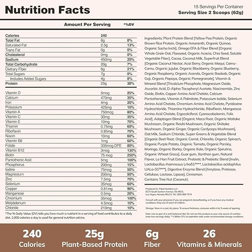 TRIBAL NUTRITION KA CHAVA CHOCOLATE NUTRITION SHAKE POWDER 15 SERVINGS, 85 SUPERFOODS, VEGAN, GLUTEN