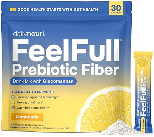DAILY NOURI FEELFULL PREBIOTIC FIBER DRINK MIX WITH GLUCOMANNAN CHROMIUM 30 STICKS