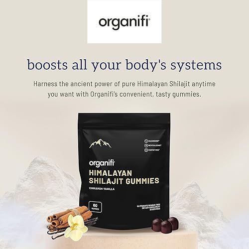 ORGANIFI SHILAJIT GUMMIES WITH PRIMAVIE HIMALAYAN SHILAJIT, 40 MINERALS, ENERGY BOOST, 60CT