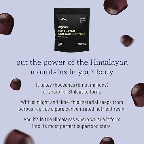 ORGANIFI SHILAJIT GUMMIES WITH PRIMAVIE HIMALAYAN SHILAJIT, 40 MINERALS, ENERGY BOOST, 60CT