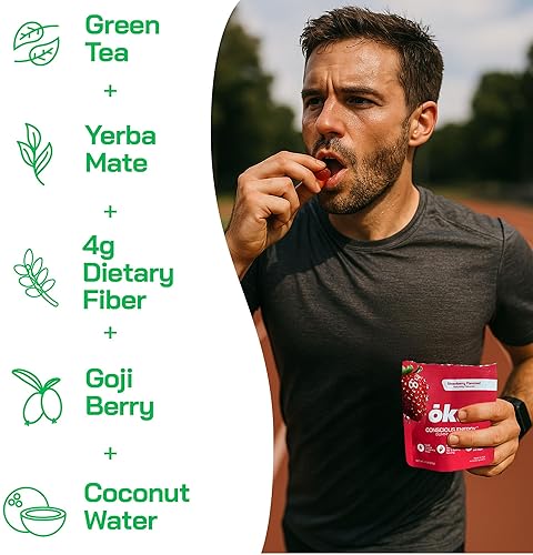 ōKU ENERGY CHEWS VARIETY PACK NATURAL CAFFEINE GUMMIES WITH GREEN TEA, YERBA MATE FIBER